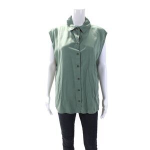 Lune Active Womens Chloe Sleeveless Button Up Top Blouse Black Size Medium